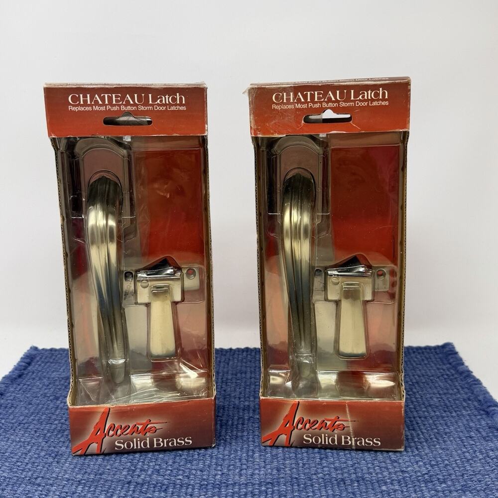 Storm Door Hardware Pull Handle Latch Solid Brass Silver Nickel Finish 2Pack